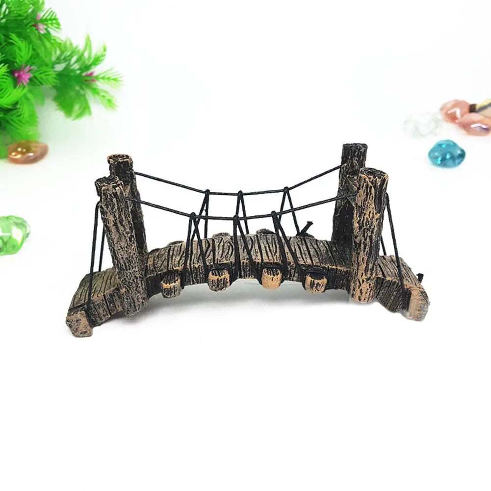 Fake Wooden Aquarium Bridge Ornament