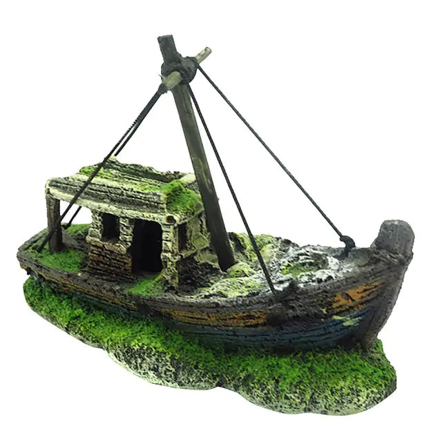 Medium Aquarium Resin Ornament Pirate Ship Wreck