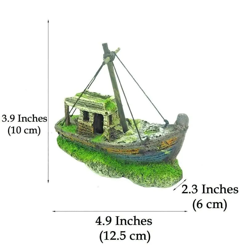 Medium Aquarium Resin Ornament Pirate Ship Wreck