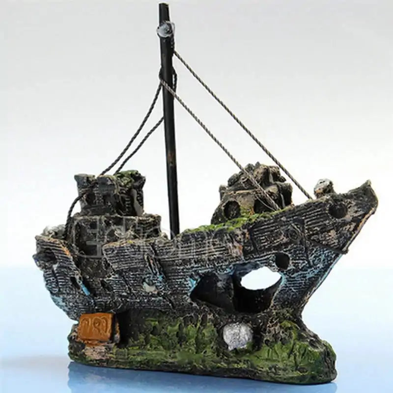 Miniature Shipwreck Aquarium Accent