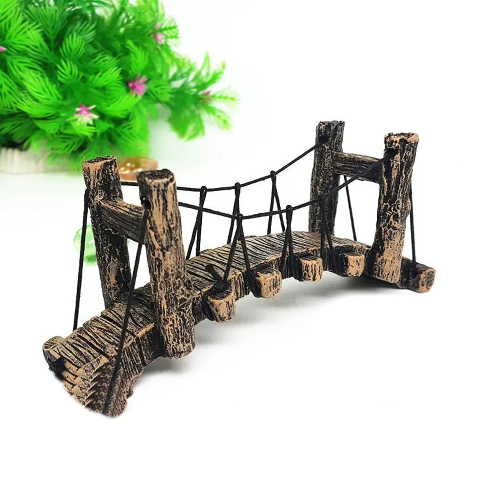 Fake Wooden Aquarium Bridge Ornament