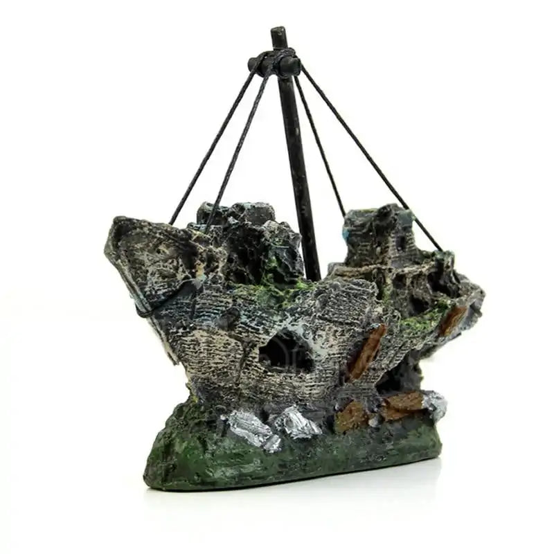 Miniature Shipwreck Aquarium Accent